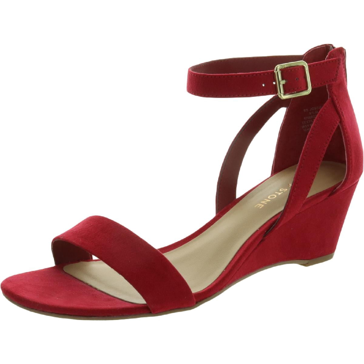 Sun + Stone Womens Jossie Faux Suede Ankle Strap Wedge Sandals - Walmart.com