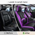 thumbnail image 6 of Coverado Front Seat Covers for Car, Premium Leather Seat Protectors with Lumbar Support, Waterproof Auto Cushions Universal Fit for Most Cars, Black & Purple, 6 of 7