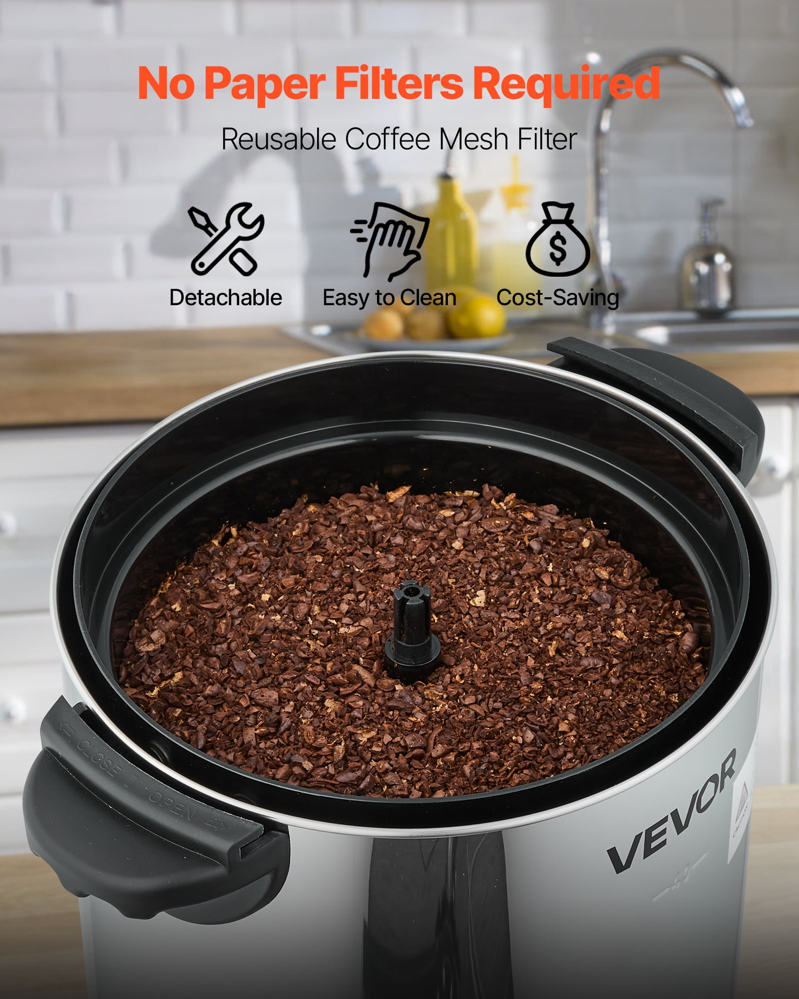 VEVOR Commercial Coffee Urn, 40 Cup 6 L Hot Beverage Dispenser with Dripless Faucet, Quick-Brewing Commercial Coffee Maker, with Stainless Steel Liner, for Catering, Business, Church & Restaurant