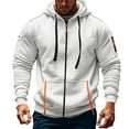 thumbnail image 2 of Dwelliawo Cargo Hoodies for Men Quarter Full Zip Cargo Hoodies Pullover Fashion Hooded Sweatshirts Winter Tactical Hoodie with Pocket White 2XL, 2 of 4