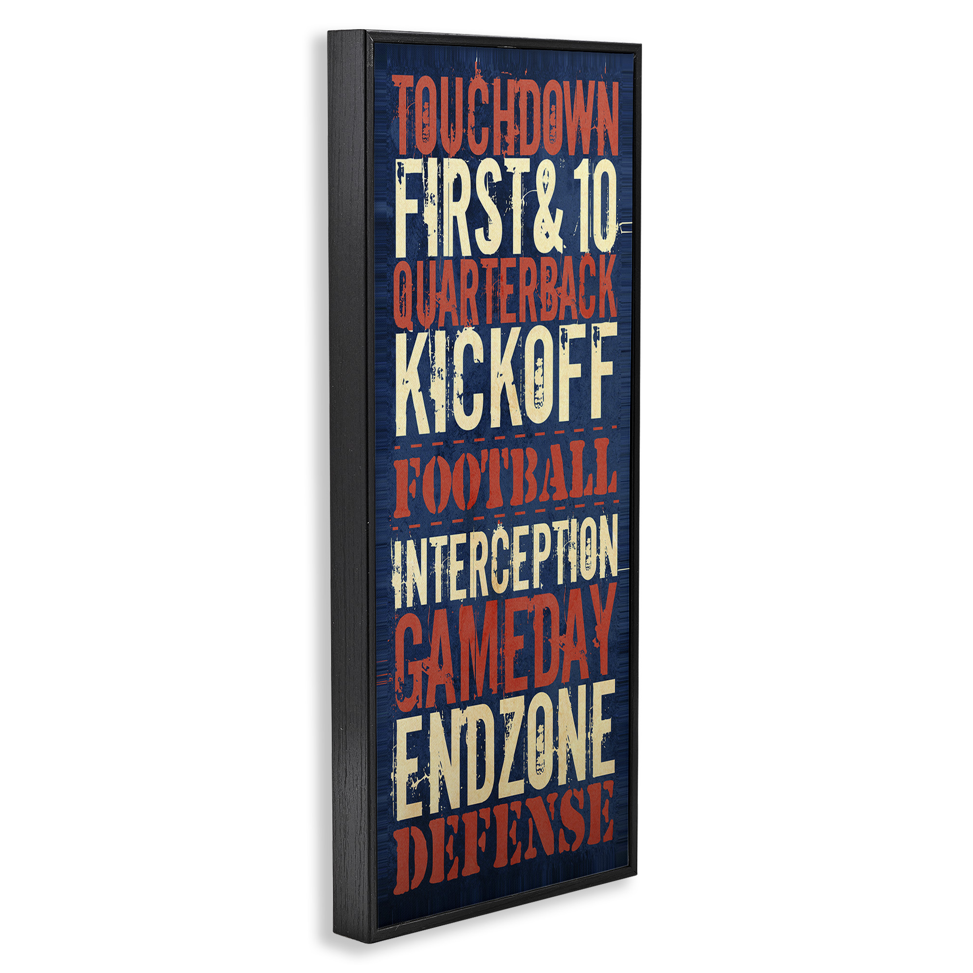 Stupell Industries Rustic Football Phrases Art for Kids Painting Black Framed Art Print Wall Art, 10 x 24