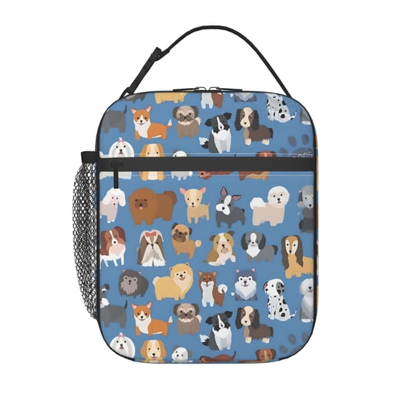 Cute Dogs Lunch Bag Portable Thermal Lunch Box for Men and Women