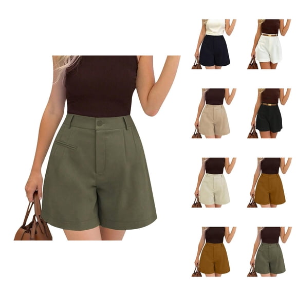 Work Shorts for Women Summer High Waisted Wide Leg Loose Fit Flowy A Line Businees Casual Shorts