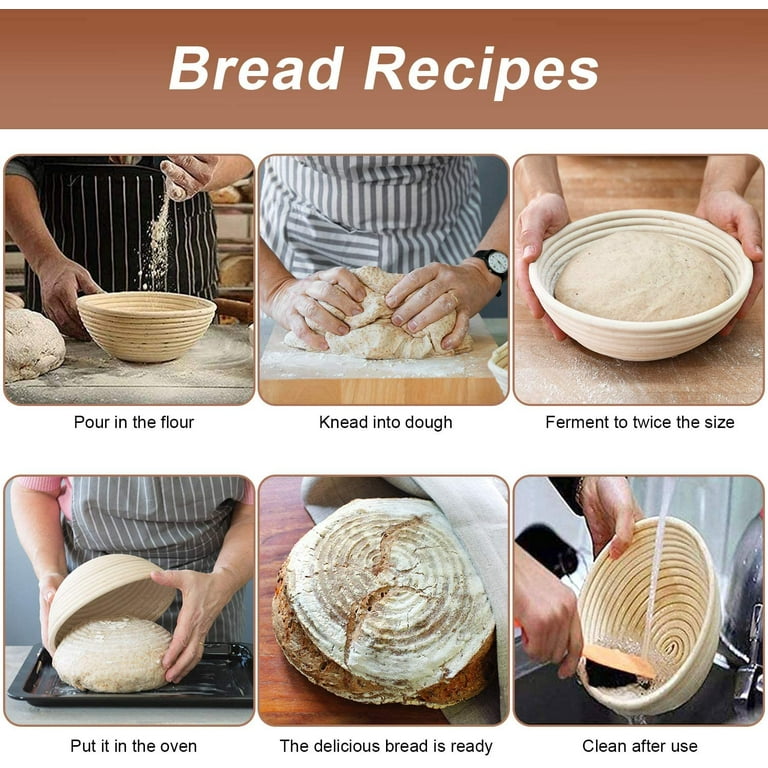 Sourdough Bread Baking Supplies CODOGOY 10 inch Oval & 9 inch Round  Banneton Bread Proofing Basket Set Include Food Thermometer - Yahoo Shopping