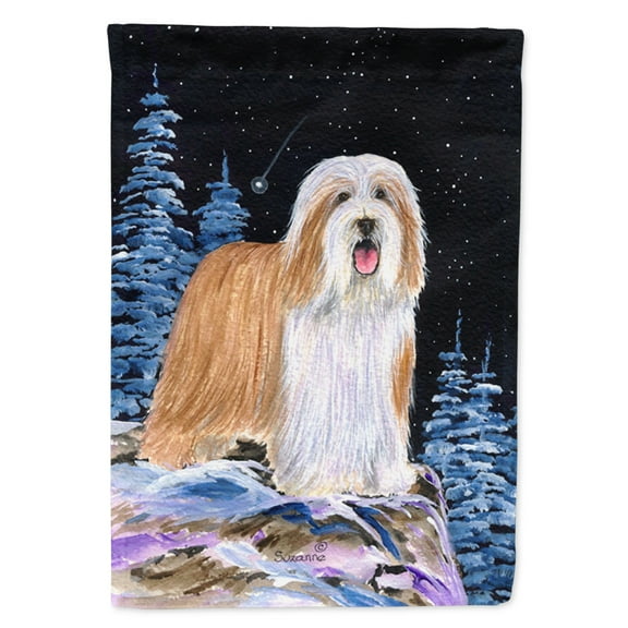 Carolines Treasures SS8451-FLAG-PARENT Starry Night Bearded Collie Flag  multicolor
