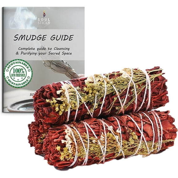 3 Pack Floral Dragon's Blood Wildflowers White Sage Smudge Sticks | w/ Smudge Guide | ROSE PETAL | Sticks with Flowers