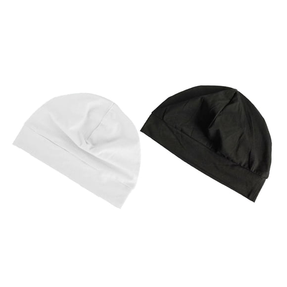 Gorro de dormir de 2 piezas, cálido y multifuncional, con protección para los oídos, gorro de calavera para la noche. Blanco y negro