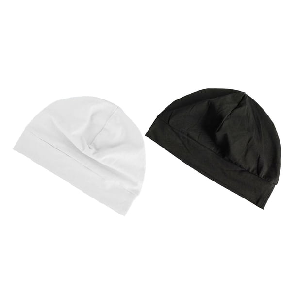 Gorro de dormir de 2 piezas, cálido y multifuncional, con protección para los oídos, gorro de calavera para la noche. Blanco y negro