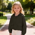 thumbnail image 2 of Xyant Girls Zip Up Cropped Windbreaker Jacket Hooded Cargo Lightweight Outerwear (Dark Green,12-14 Years), 2 of 6