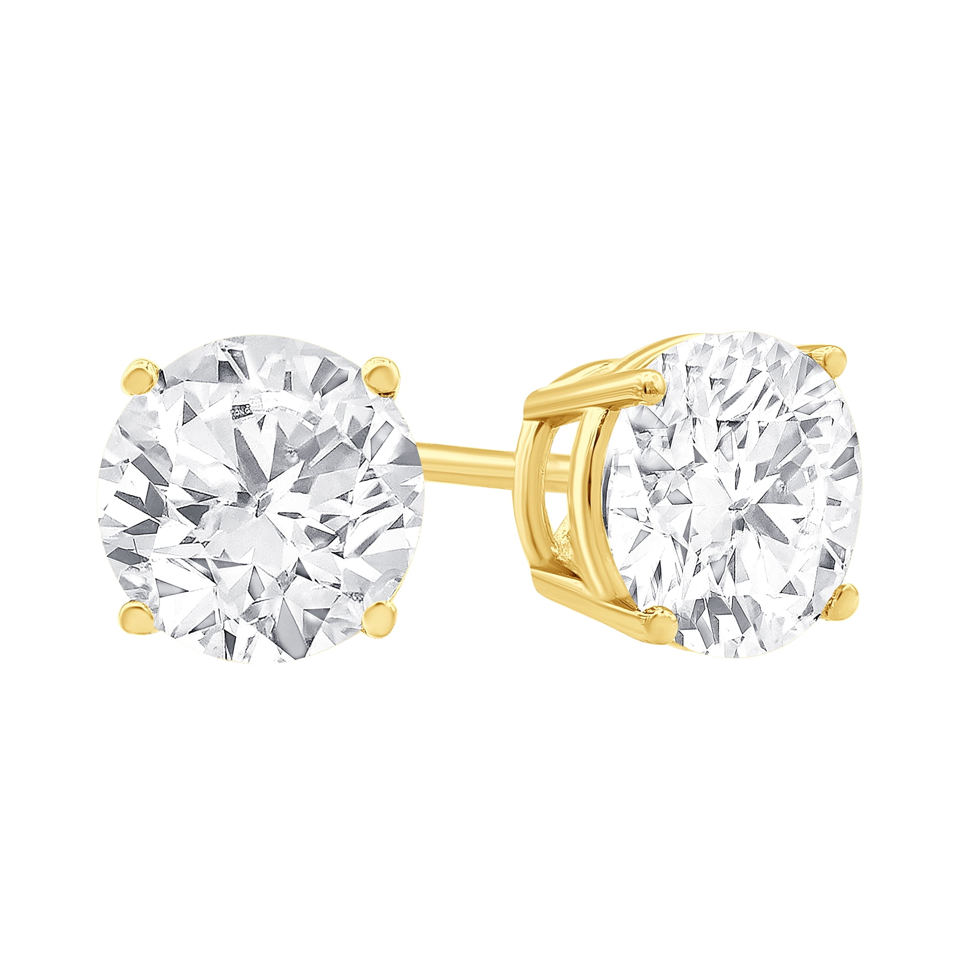 0.17 ct Brilliant Cut Real Diamonds 14K Solid Yellow Gold  Pair Stud Earrings 