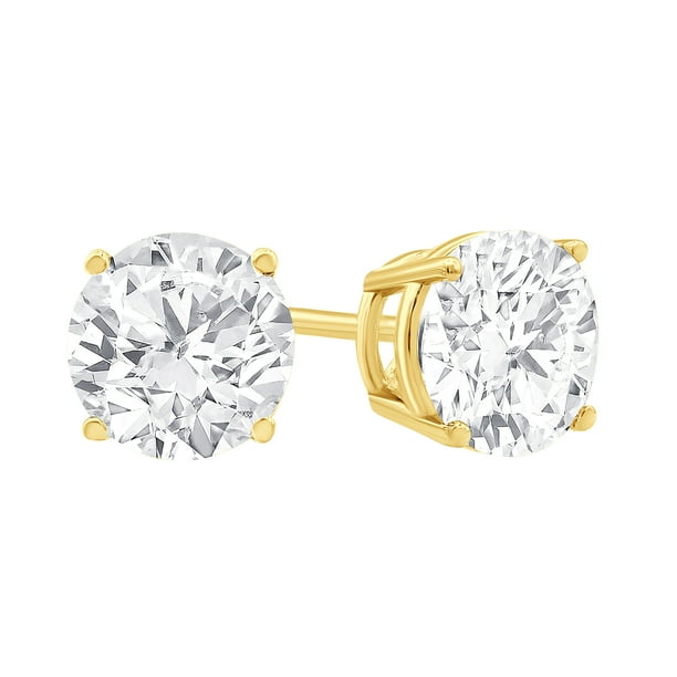 Unique Brilliance Unique Brilliance 0 50 Carat T W Diamond Stud Earring In 14k Yellow Gold I J I2 I3 Walmart Com Walmart Com