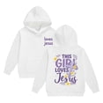 thumbnail image 2 of VeFlora Christian Jesus Hoodies for Girl, Long Sleeve Sweatshirt, Oversized Preppy Bible Verse Faith Graphic Sweatshirts(White/1-2 Years), 2 of 3