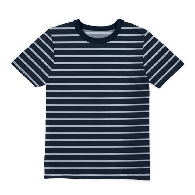 Playera Casual Manga Corta George para Niño, Diseño Líneas Horizontales Azul Talla 8