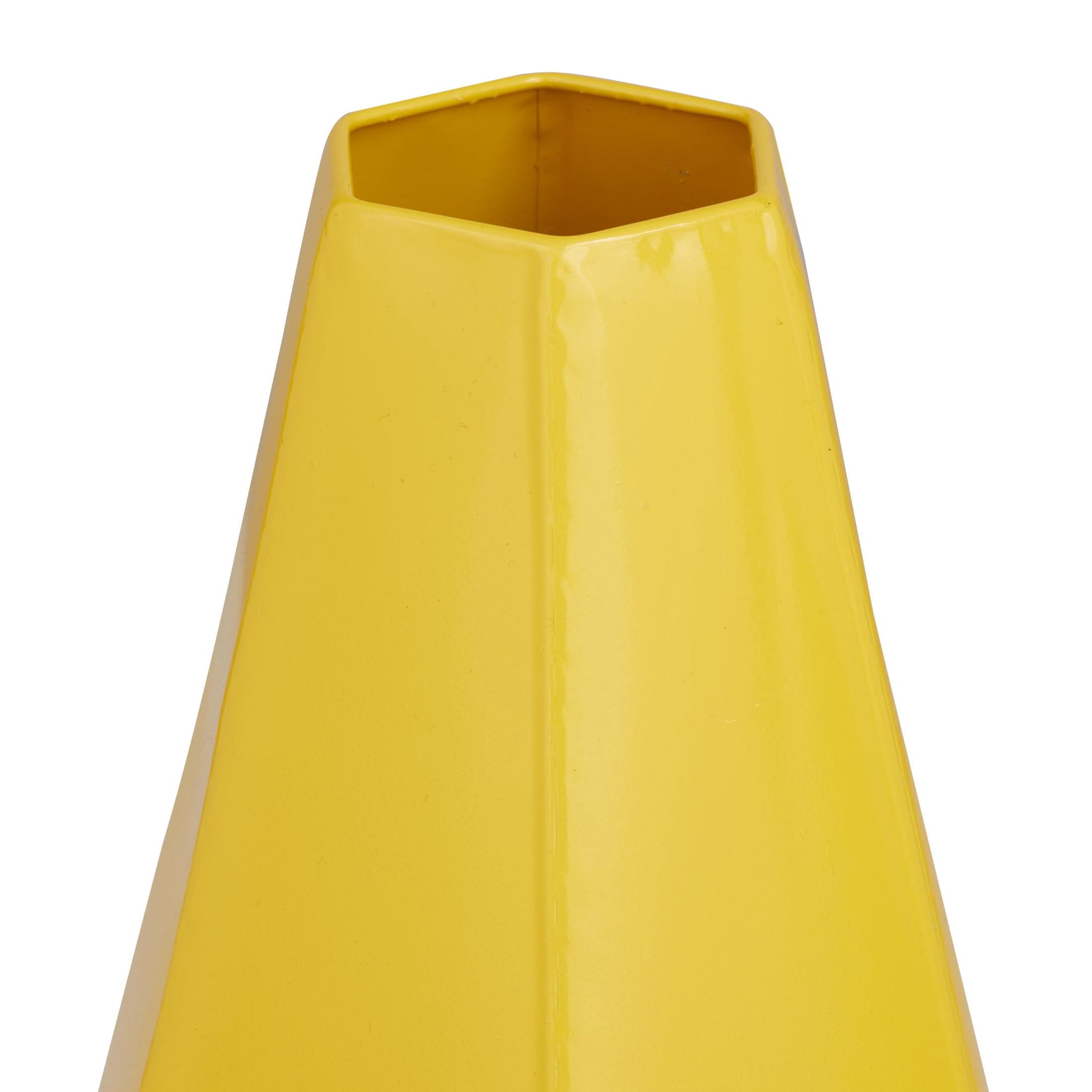 CosmoLiving by Cosmopolitan 12", 10"H Geometric Yellow Metal Vase, Set of 2