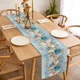 thumbnail image 3 of Beach Coastal Blue Table Runner - 36 Inch Long Nautical Shell Starfish Coral Summer Cotton and Linen Blended Dress Scarves Farmhouse Table Runner for Kitchen Dining, Coffee Table, 13" x 36", 3 of 8
