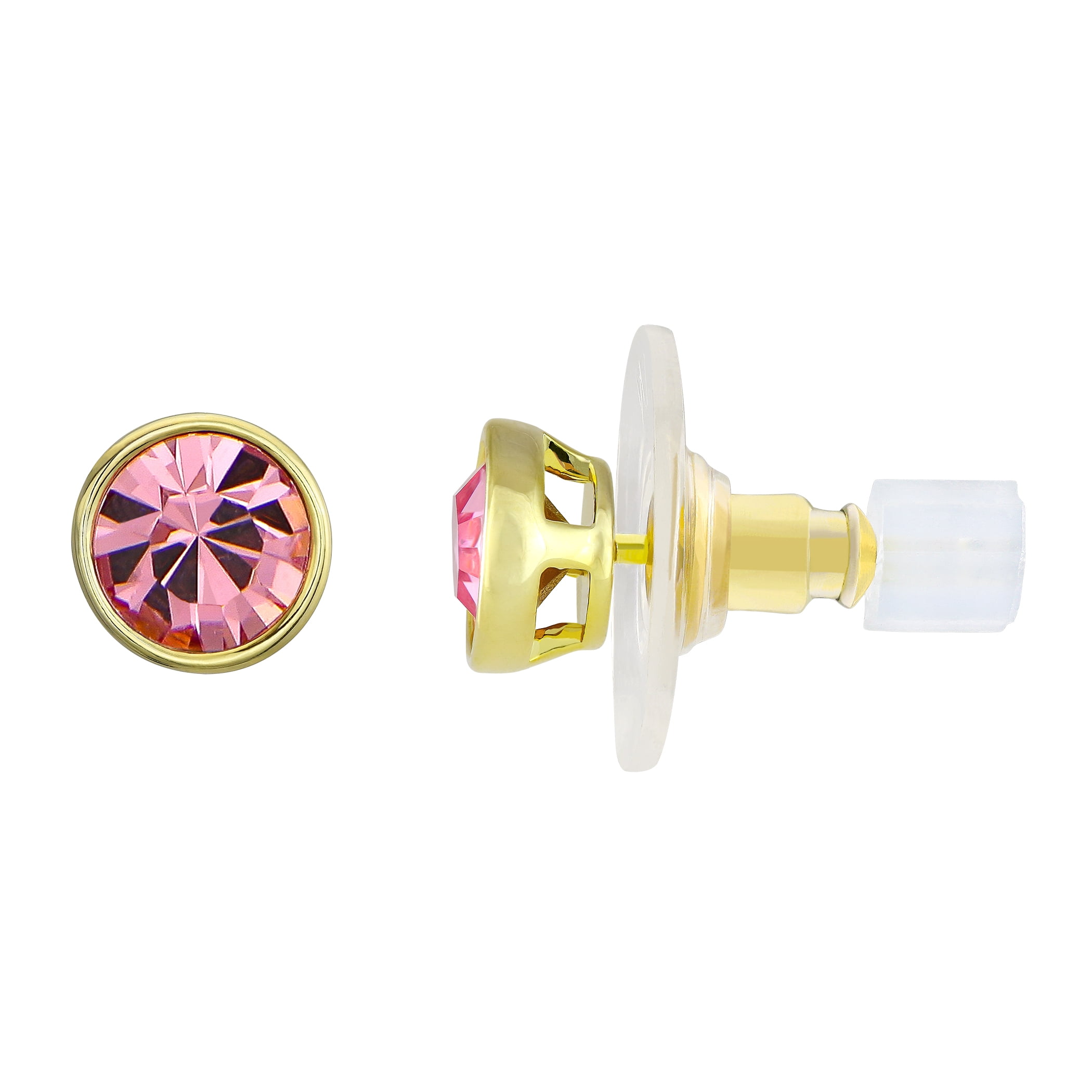 Believe by Brilliance 14KT Gold Flash Plated Earring and Necklace Set Featuring Pink Crystals Adult