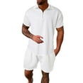thumbnail image 3 of Cathalem Mens Short Sets 2 Piece Outfits Beach Men's 2 Piece Outfits Short Sleeve Tee and Shorts Set(White,M), 3 of 5