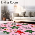 thumbnail image 2 of ODIKA 3'x5' Machine Washable Non-Slip Area Rug, Festive Holly Wreath with Jolly Santa High Traffic Rug with Pad, Pink, 737742, 2 of 8