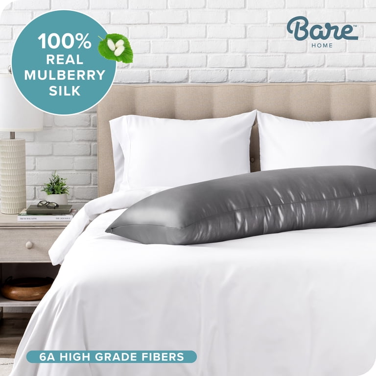 Bare Home Mulberry Silk Body Pillowcase, Gray photo 3