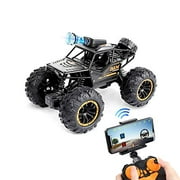 Fcoreey 1:18 Remote Control Car, WiFi Camera Alloy Off Road Truck High Speed Fast Racing Electric Hobby Toy 2.4Ghz All Terrain Monster Vehicle Hobby Truck for Boys Teens Adults