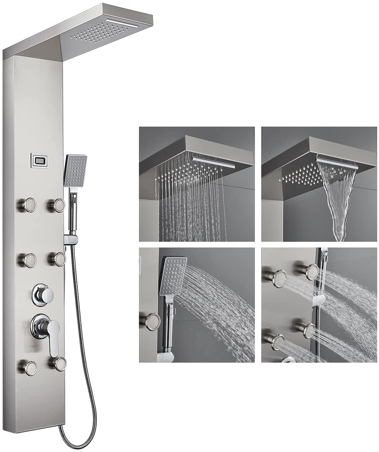 Zovajonia Shower Panel Tower System , Stainless Steel Shower Tower