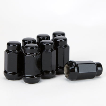 32 Lug Nuts Long Bulge Acorn 1/2 XL Tall Black 1/2-20