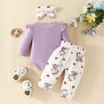thumbnail image 3 of LAPAKIDS Newborn Infant Baby Girl Clothes Outfits 3-6 Months Cute Elephant Long Sleeve Romper Top Pants Headband 3Pcs Set, 3 of 7