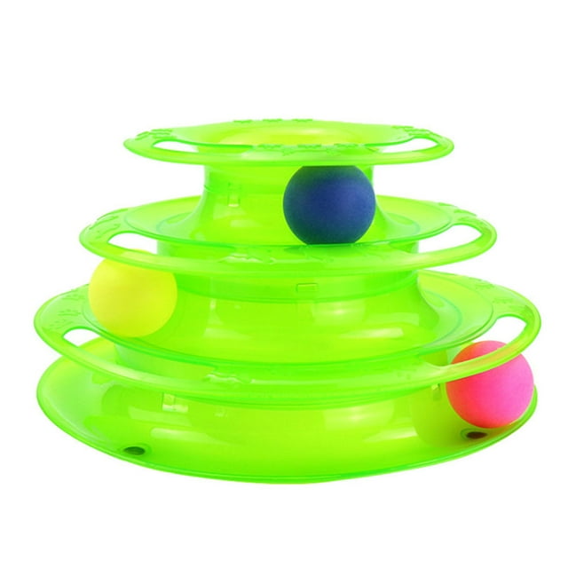 Juguete giratorio interactivo y estimulante de 3 capas para gatos con bola de ratón enjaulada