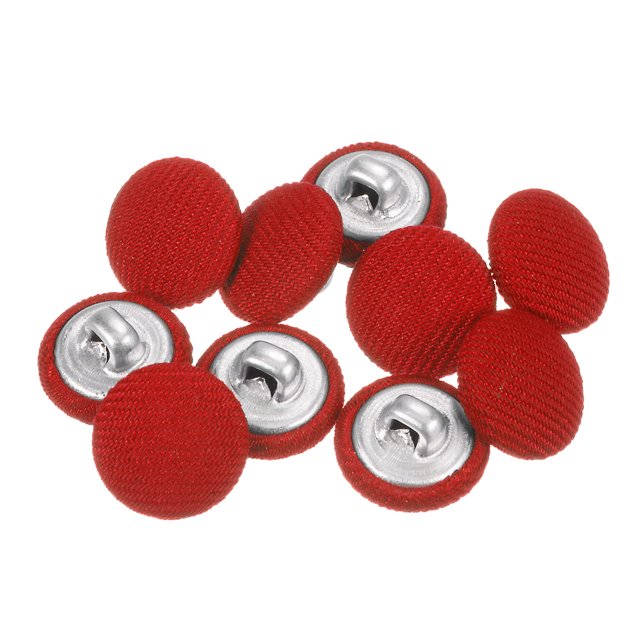 Unique Bargains 10pcs 20L Fabric Cloth Covered Button 12.5mm Round Metal Shank Sewing Buttons for Suits Dress Blouses, Red