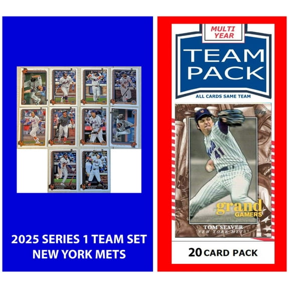 Mets Multiyear 20 Card Pack Seaver 2025 Topps Series 1 Team Set