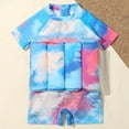 thumbnail image 4 of Kids One-piece Rashguard Swimsuit Float Suit, Uccdo Little Boys Girls Floral Cartoon Zip up Buoyancy Swimsuit Bathing Suit 2-6Y, 4 of 6