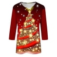 thumbnail image 4 of 3/4 Sleeve Tops for Women 2025 Christmas Spring Winter Crew Neck Casual Tee Shirt Graphic Funny Tshirts (L, Blue 02), 4 of 4