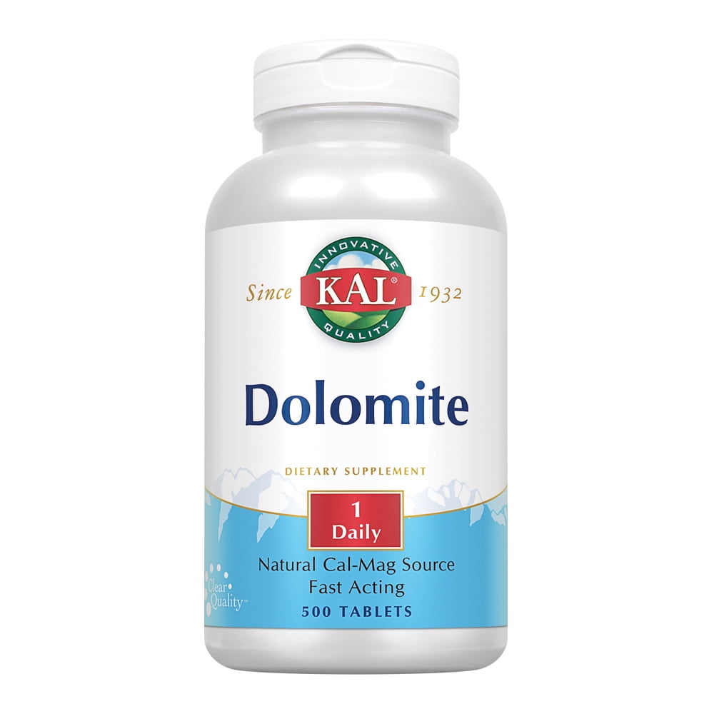 Modish Dekan Fremskynde KAL Dolomite | Natural Calcium and Magnesium Source | Fast-Acting Formula  for Healthy Teeth, Bones & Heart Function Support | 500 Tablets -  Walmart.com
