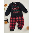 thumbnail image 3 of Suealasg Kids Baby Boy 2Pcs Fall Winter Clothes 1T 2T 3T 4T Toddler Boy Casual Christmas Outfits Long Sleeve O Neck Letter Print Tops Plaid Pants Sets, 3 of 8