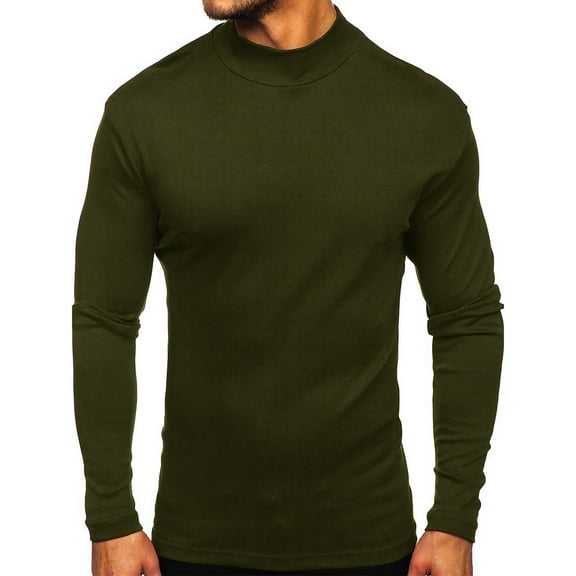 Palato Mens T Shirts,Men's High-neck Bottoming Shirt Long-sleeved Solid Color Thickened T-shirt