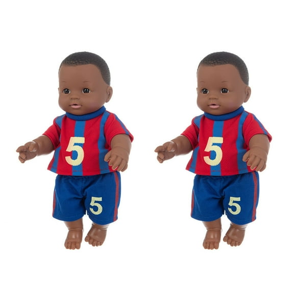 Pisexur 2PCS Black Dolls 12inch American African Boy Baby Doll for Kids Aged 3 4 5 6 7 Years Fashion Play Doll Reborn Baby Toy Doll - Life Size Soft Adjustable Perfect for Birthday Gifts