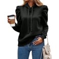thumbnail image 3 of Sudadera con Capucha de Larga Abullonada y Cordón Ajustable para Mujer, Estilo Informal, para Otoño e Invierno Negro L, 3 of 8