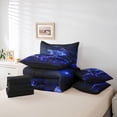 thumbnail image 6 of jejeloiu Neon Sea Turtle Print 7 Pieces Full Size Bedding Sets,Galaxy Coral Pattern Full Size Bed in a Bag For Boys,Blue Black,Black Reversible, 6 of 7