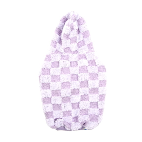 Oodles Checkerboard Fall Sherpa Dog Hoodie, Purple, XL