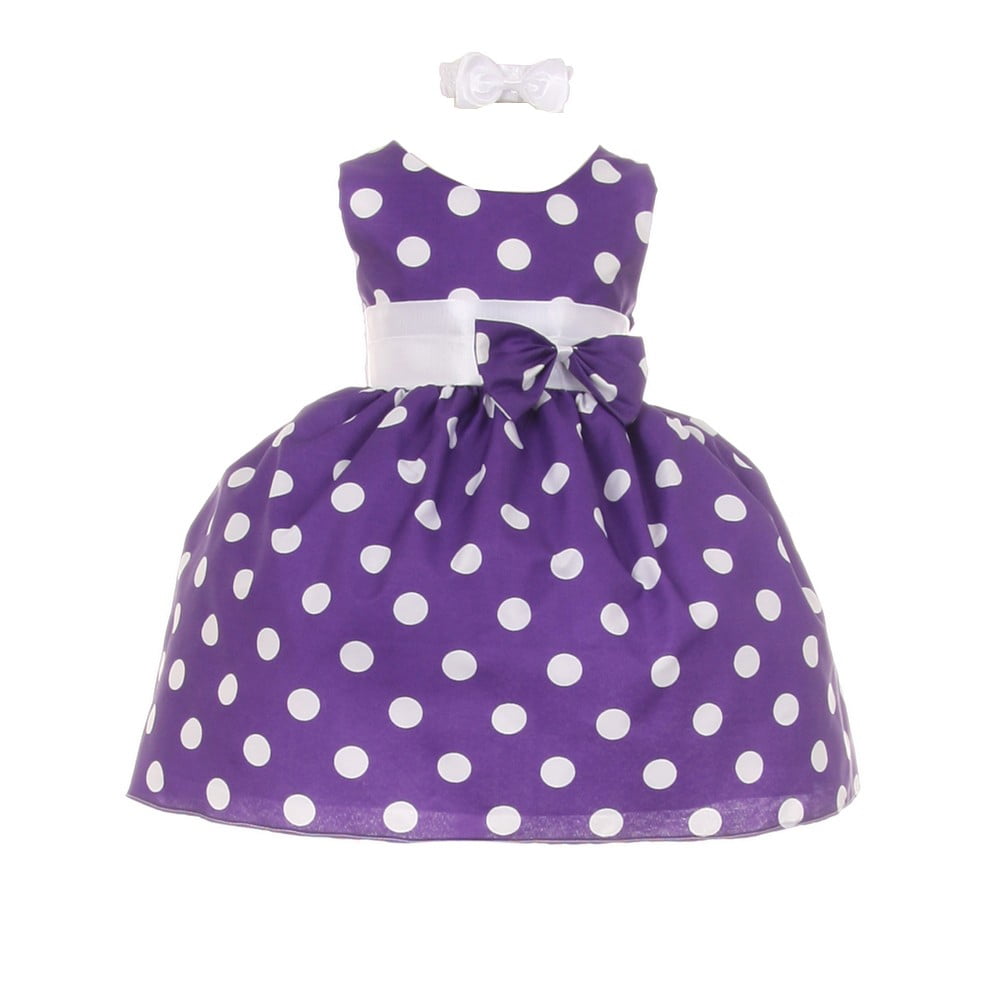 purple and white polka dot dress