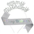 thumbnail image 1 of Fiudx Diadema de Cumpleaños, Diseño de Diamantes de Imitación Brillantes, Material de Aleación Elástica, Ajuste Cómodo, Banda de Feliz Cumpleaños, Tela de Satén y Purpurina, Decoraciones para Fiestas, 1 of 1
