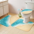 thumbnail image 2 of Aqua Blue Beach Bath Mat 3 Piece Bathroom Rug Set, Summer Seaside Ombre Non Slip Bath Rug Contour Mat and Toilet Lid Cover, Absorbent Shower Mats Soft Bath Rugs and Mats Sets, 2 of 8