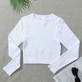 thumbnail image 2 of UVEASISHA Ribbed Knit Crop Tops for Women Slim Fit Long Sleeve Workout Shirts Crew Neck Yoga Athletic T Shirts Solid Color Casual Sporty Tees White S, 2 of 9
