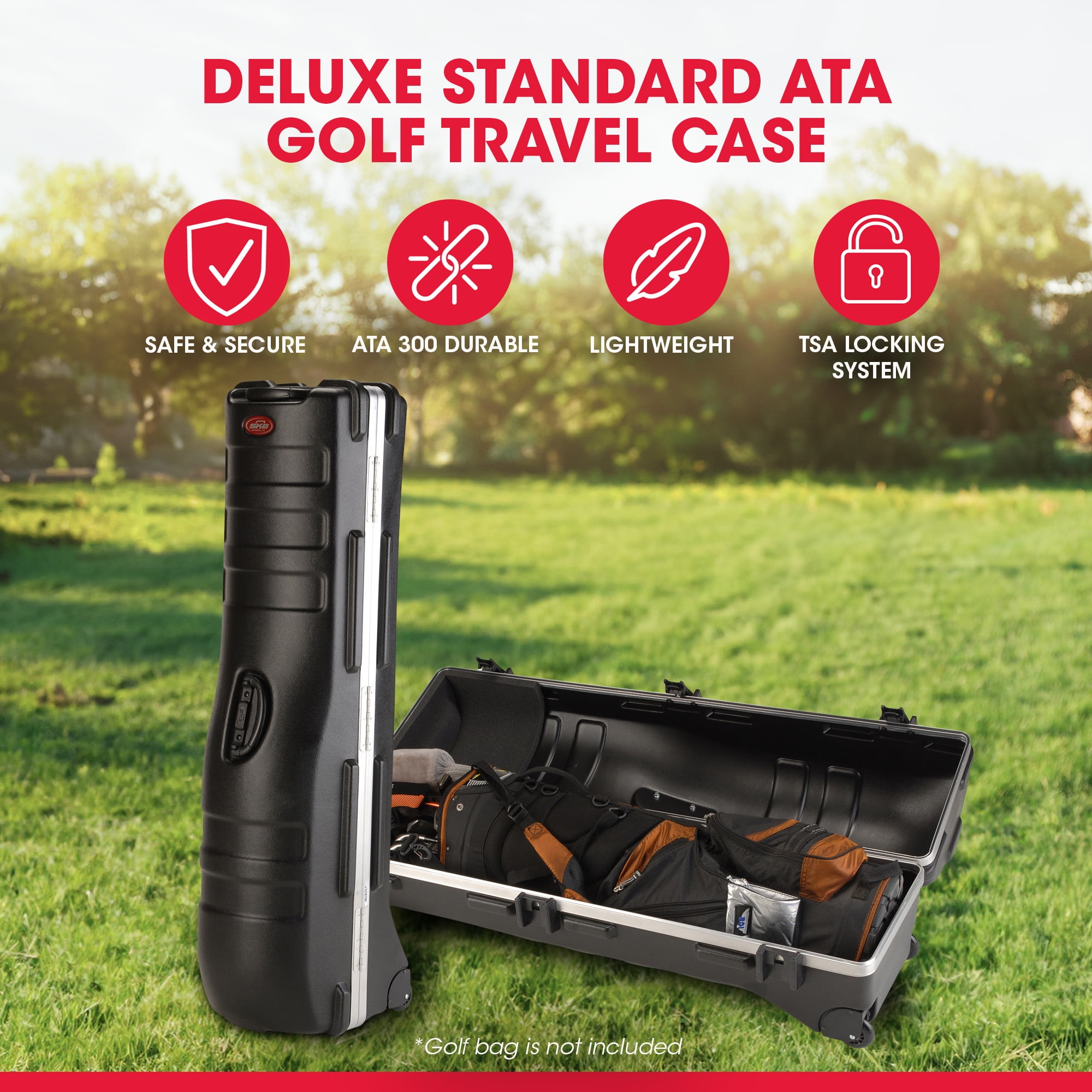 SKB Cases ATA Deluxe Golf Bag Travel Case - Hard Plastic
