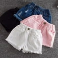 thumbnail image 4 of GYRATEDREAM 2-10 Years Kids Girls Summer Denim Shorts Elastic Waistband Ripped Jean Shorts, 4 of 5