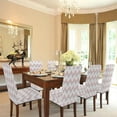 thumbnail image 5 of Geometric Stripes Pink Gray Chair Covers for Dining Room Set of 4, Washable Spandex Parsons Slipcovers, Removable Kitchen Chair Cover, Stretch Seat Protector for Home Party Hotel, 5 of 6