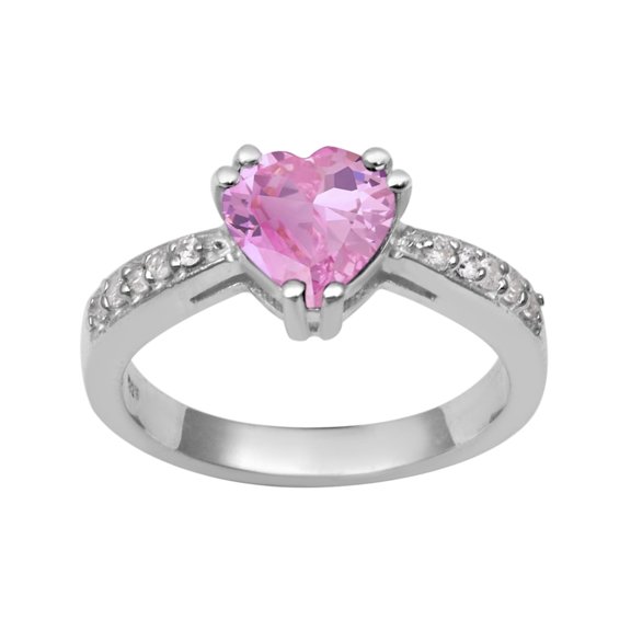 8 MM Pink CZ 925 Sterling Silver Solitaire Women Valentines Day Gifts Ring