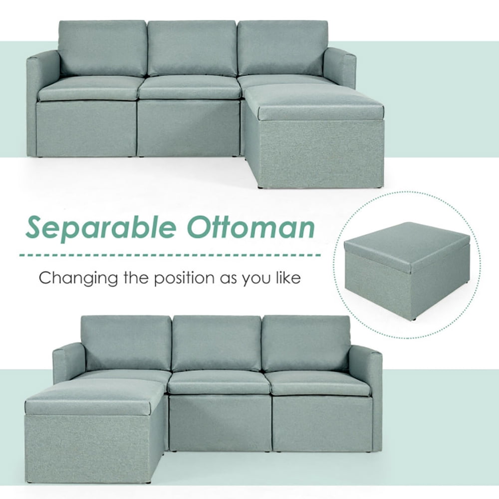 Finihen Convertible Sofa Bed, Modern Convertible Sleeper Couch, Convertible L-Shaped Sectional Sofa Couch with Reversible Chaise, for Living Room, Green