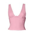 thumbnail image 3 of Womens Tank Top Solid Color V Neck Sleeveless Belly Button Slim Fit Sexy Shirts for Women, 3 of 9