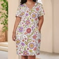 thumbnail image 3 of Lovely Floral Hearts Pattern Design Summer Sundress for Curve Women Casual Pattern Plus Size V Neck Short Sleeve Loose Fit Oversize Dresses, 3 of 5